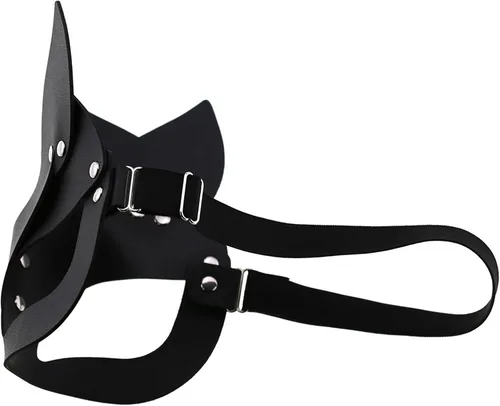 Vista 2 de Kutocesy Máscaras sexys, máscara de máscaras de pareja masculina y femenina, máscara de Halloween, máscara de cuero de animal, máscara de fiesta