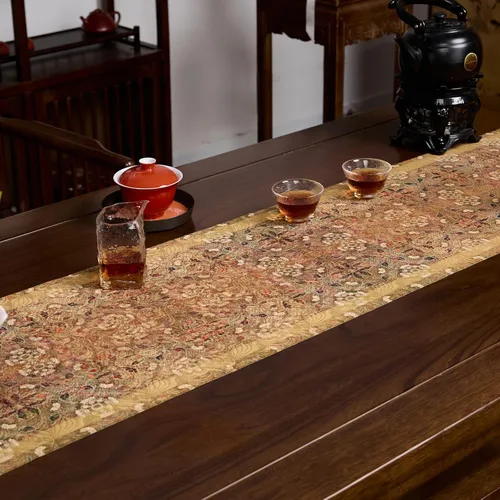 Vista 20 de Extra Long 2-Piece Table Runner Set 118, Waterproof Banquet Table Decor, Double Sided Event Cloth, Heavy Duty Tea Mat, Washable Reversible Brocade