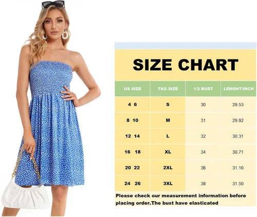 Vista 6 de CHICGAL - Vestido sin tirantes para mujer vestido de verano de estilo bohemio y con estampa floral salida de baño para el verano