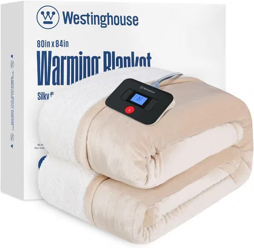 Vista 11 de Manta eléctrica con calefacción Westinghouse, manta eléctrica con 6 niveles de calefacción y configuración de tiempo de 2-10 horas, manta eléctrica