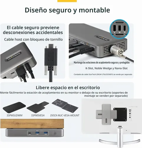 Vista 6 de StarTech Base USB 4 sin controlador, doble 4K 144Hz para Mac y Windows, 100