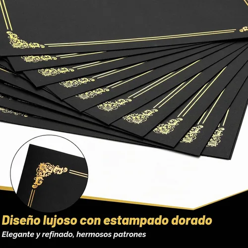 Vista 3 de Fainne - Paquete de 120 soportes para certificados a granel, cubiertas para Negro