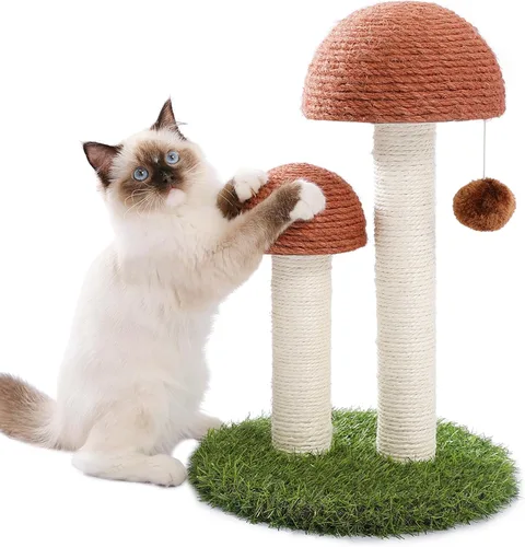 Vista 3 de PETEPELA Árbol de flores para gatos de interior, torre pequeña para gatos de 31.5 pulgadas, condominio con rampa rascador de sisal + poste rascador
