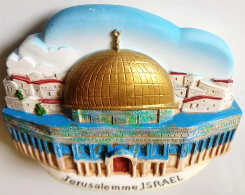 Vista 3 de La Cúpula de la Roca Jerusalén Israel Resina 3D Nevera Refrigerador Imán Tailandés Hecho a Mano Artesanía.