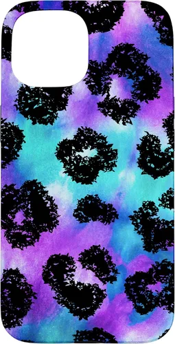 Vista 6 de iPhone 16 Purple Turquoise Black Leopard Tie Dye Print Cheetah Pattern Case