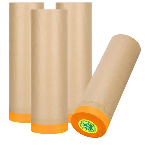 Vista 9 de Papel de enmascarar, papel de enmascaramiento de pintura con adhesivo, rollo de papel para pintores de 20 pulgadas x 50 pies, papel para pintores