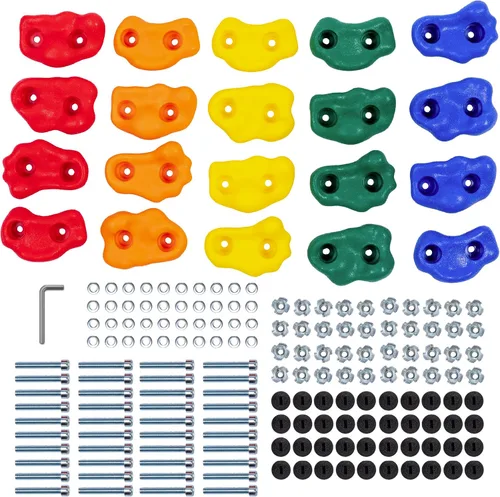 Vista 9 de Squirrel Products Soportes de escalada en roca para niños, rocas de escalada extra grandes de lujo con accesorios de montaje – DIY pared de roca