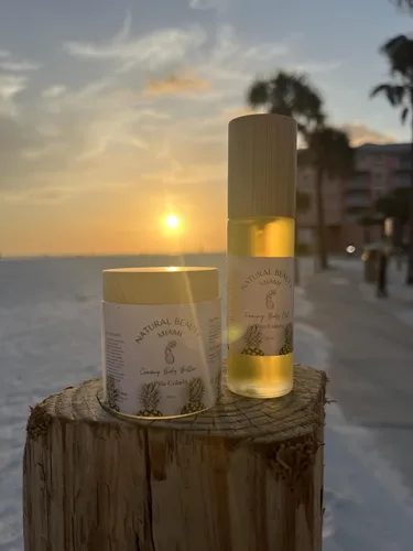 Vista 3 de Aceite corporal reafirmante de Piña Colada, aceite vegano, aroma de cóctel artesanal, profundamente hidratante, brillante, hidratante, aceite