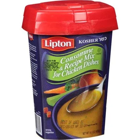 Vista 2 de Lipton Consomme, mezcla de sopa y condimento estilo pollo, recipiente de 14.1 onzas con tapa resellable