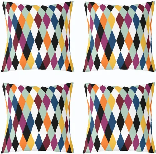 Vista 12 de Juego de 4 fundas de almohada geométricas a rayas de 16 x 16 pulgadas, fundas de almohada geométricas de rayas rojas, negras y grises para sofá
