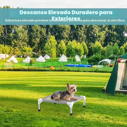 Vista 7 de Cama elevada para perros con tela refrescante Teslin - Catre ligero para perros pequeños, malla transpirable impermeable y lavable, cama elevada