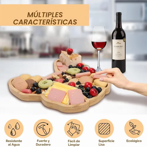 Vista 4 de Tabla de Queso Bulldog Francés, 12 pulgadas Tableros de Charcutería Frenchie Extra Grande de Bambú Bandeja Divertida para Servir Plato de Aperitivos
