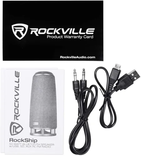 Vista 10 de Rockville RockShip - Altavoz Bluetooth portátil de 50 W, luces LED, radio FM, USB/AUX/SD, IPX4 resistente al agua, batería de 3600 mAh, para fiestas