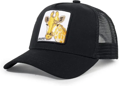 Vista 15 de Gorra de camionero para hombre con animal, gorra ajustable con cierre de presión, gorra de béisbol bordada, malla transpirable, parche cuadrado