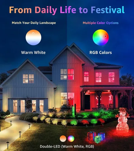 Vista 6 de SUNVIE Paquete de 2 focos RGBW para exteriores de 12 W LED que cambian de color con control remoto 120 V RGB iluminación de paisaje luces