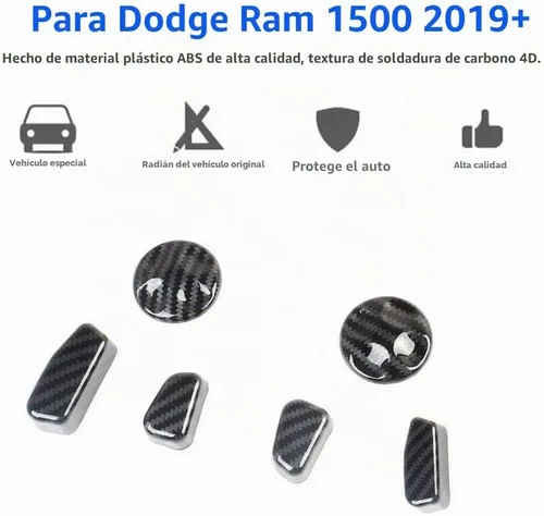 Vista 4 de Cubierta de botón de ajuste de asiento estilo fibra de carbono para Dodge RAM 1500 2019-2026