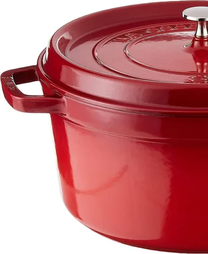 Vista 5 de Staub - Cocotte redonda de hierro fundido de 9 cuartos de galón, cereza, fabricado en Francia
