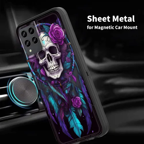 Vista 3 de Funda para Revvl 6 Pro 5G, híbrida de doble capa (tapa a prueba de polvo integrada) (soporte magnético para automóvil) a prueba de golpes