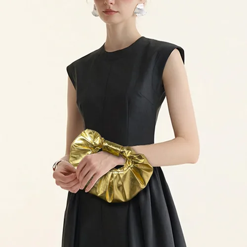 Vista 3 de JENSVOIR Evening Clutch for Women - PU Leather Evening Bag Pleated Purse Crossbody Handbag for Party Prom Wedding