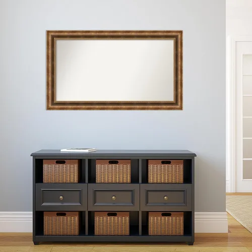 Vista 484 de Amanti Art Espejo de pared personalizado no biselado (25 x 25 pulgadas), marco de bronce acentuado, varios tamaños personalizados, espejo de baño