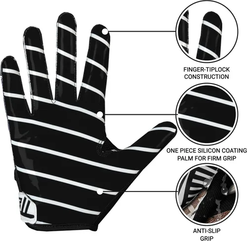 Vista 2 de Guantes de fútbol juvenil, guantes de fútbol transpirables para niños y adultos, guantes de receptor ancho para jóvenes, guantes ideales para un