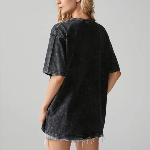 Vista 4 de Camisetas de gran tamaño con estampado de letras con estampado de sol, vintage, moderna, estética, para mujer