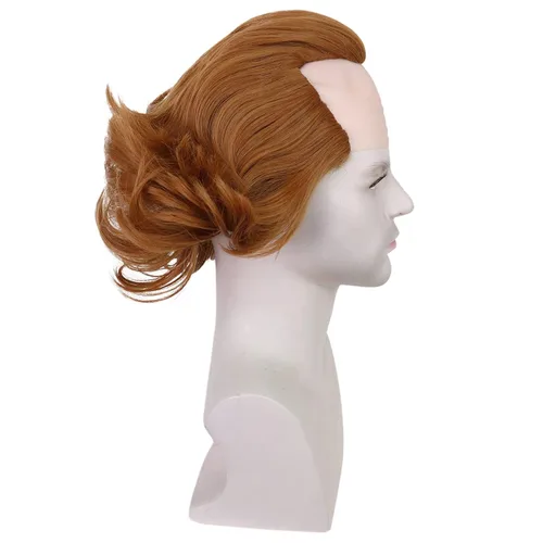 Vista 5 de HUNIGIR Peluca calva de jengibre, peluca calva, peluca de color naranja oscuro, peluca corta y esponjosa, peluca de disfraz de cosplay para hombre