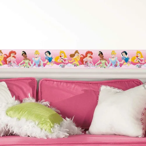 Vista 2 de RoomMates RMK4397BD Disney Princess Dream from The Heart - Papel tapiz para despegar y pegar, color rosa, amarillo, azul, 15 pies (paquete de 2)