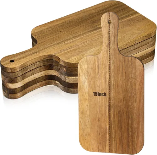 Vista 23 de Lounsweer Tabla de cortar gruesa de 6 piezas, tablero de madera a granel para cortar servir embutidos material para grabado láser, día de la madre