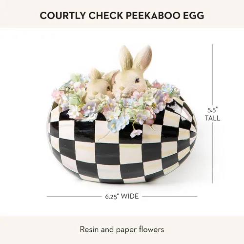 Vista 4 de MACKENZIE-CHILDS Huevo Peekaboo, bonita decoración de conejo de Pascua, decoración de primavera y huevo de Pascua, cuadros cortesanos en blanco