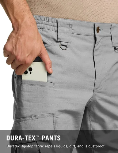 Vista 5 de CQR Pantalones tácticos para hombre, resistentes al agua, pantalones cargo Ripstop, ligeros EDC trabajo, senderismo, ropa para exteriores