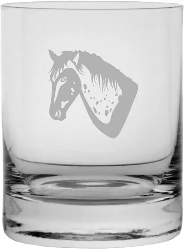 Vista 82 de Abaco Barb - Vaso de whisky con temática de caballo grabado (10.25 onzas)