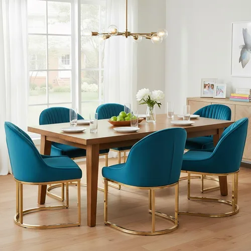 Vista 16 de Hyfirm Juego de 2 sillas de comedor tapizadas de terciopelo negro y dorado, sillas de cocina modernas con acento de barril glamoroso, patas de metal