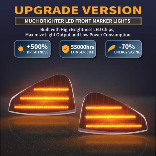 Vista 2 de Gempro Luces LED de esquina delantera lateral para Dodge Charger 2006 2007 2008 2009 2010 lámparas intermitentes, 2 unidades (negro ahumado)