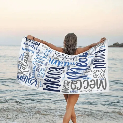 Vista 6 de Toallas de playa personalizadas para adultos, toallas de playa personalizadas con nombres para viajes, toallas de playa de microfibra, regalos