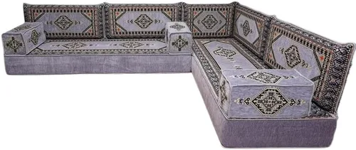 Vista 34 de arabicsofa Juego de asientos Jalsa en forma de L – Majlis árabe hecho a mano con almohadas de respaldo