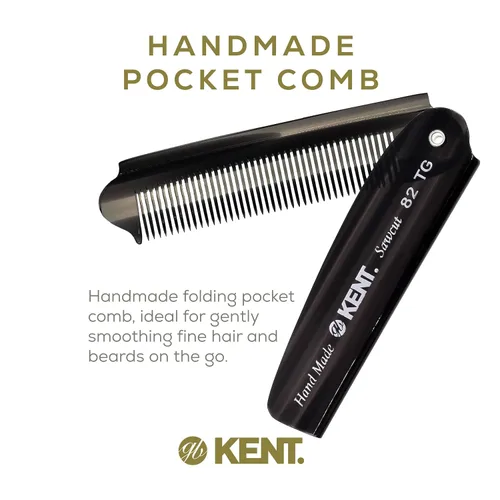 Vista 3 de Kent 82T Peine plegable hecho a mano para hombres, peine de pelo de dientes finos para el cuidado diario del cabello, barba o bigote, uso seco