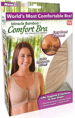 Vista 2 de Miracle Bamboo Comfort Bra Worlds Most Comfortable Bra Size Large, Beige Bronceado