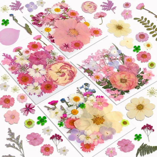 Vista 11 de Flores secas, 58 flores prensadas Resiners para manualidades Berry Red 58pcs