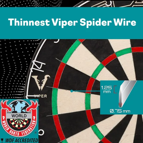 Vista 3 de Viper Slash - Diana de dardos de cerdas con puntas de acero de competencia oficial, acreditada por WDF con cableado de metal ultrafino sin grapas