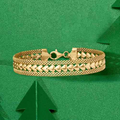 Vista 5 de Ross-Simons - Pulsera con diseño de corazón de plata italiana