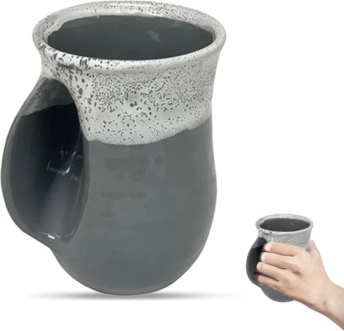 Vista 23 de Clay in Motion - Taza calentadora de manos para diestros, diseño Ocean Tide Marea del Océano