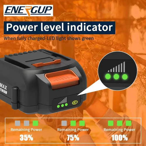 Vista 5 de Paquete de 2 baterías de repuesto de 4.0Ah WA3525 para Worx 20V PowerShare para WA3520 WA3525 WA3575 WG890 WG891 para baterías Worx de 20 V