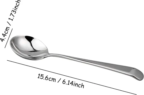 Vista 9 de IMEEA Cucharas de postre de acero inoxidable de 6 pulgadas, cucharas de sopa redondas para arroz, helado y cereales, SUS304, juego de 4