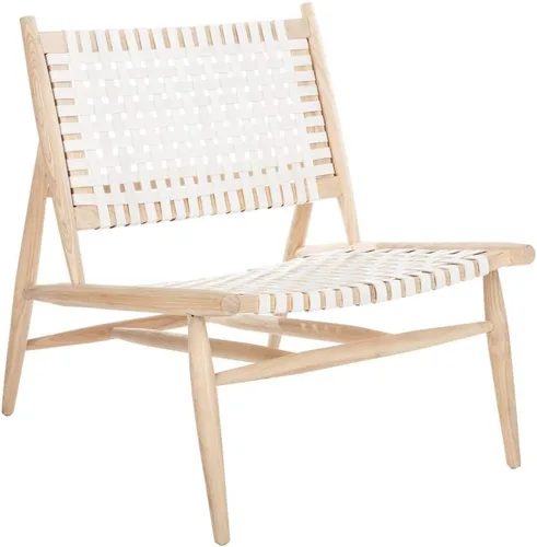 Vista 13 de Safavieh Home Soleil Silla decorativa tejida de cuero natural y blanco