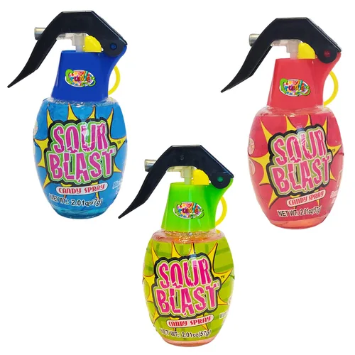Vista 8 de El spray de caramelo viene en tres sabores diferentes Cherry Splash Blue Raspberry Blast Sour Apple Blast, certificado Kosher, 2.01 onzas por