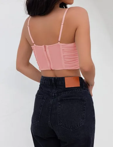 Vista 3 de ZESICA Corsé sexy para mujer, con tirantes delgados, espalda descubierta, Y2K, club, fiesta, corsé
