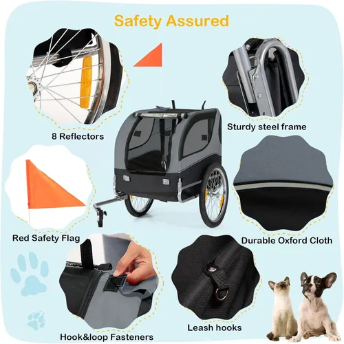 Vista 5 de Remolque de bicicleta para perros – HAPPAWS - Remolque para perros para bicicleta, remolques de ciclo de carga, carrito de transporte para mascotas