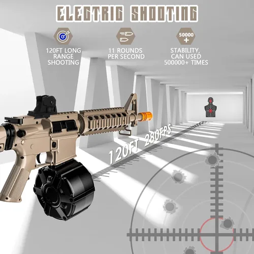 Vista 4 de Juguetes Eléctricos de Gel Nuevos M4A1, Modo Semiautomático y Completamente Automático Splat-Blaster con FPS 280 y 100 Pies para Juego de Equipo al