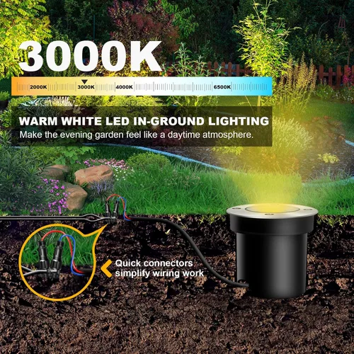 Vista 4 de Paquete de 4 luces LED de bajo voltaje de 3 W y 12 V, luz LED de paisaje impermeable IP67 luces de camino para exteriores, focos de árboles